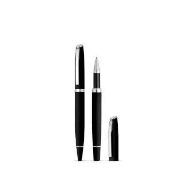 ASTRA PLUS, metal ball pen and roller pen set, black
