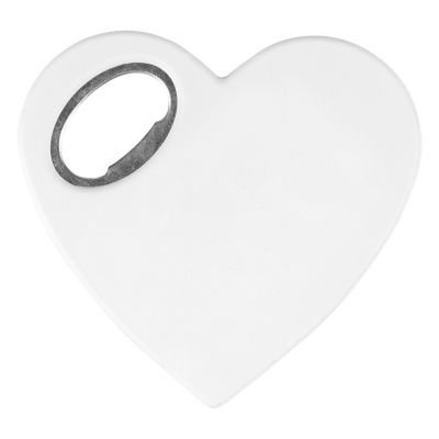 MAGNET HEART, bottle opener with magnet, white